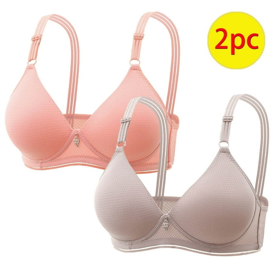 Teissuly 2PC Woman's Color Comfortable Hollow Out Perspective Bra Underwear No Rims