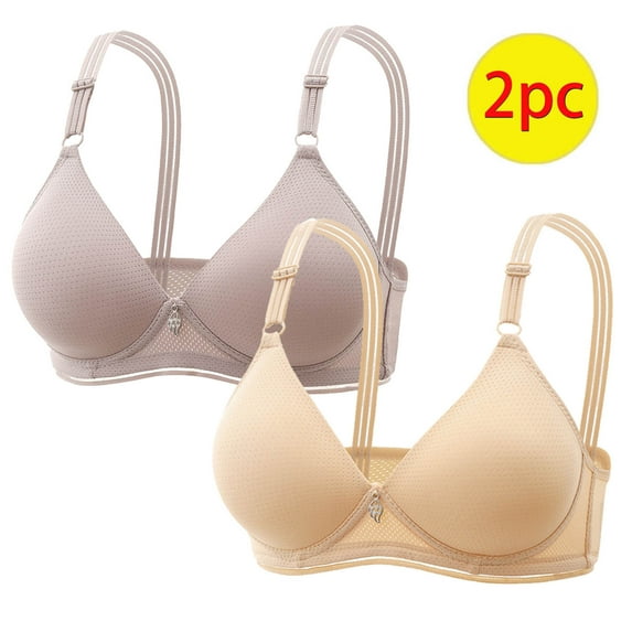 Teissuly 2PC Woman's Color Comfortable Hollow Out Perspective Bra Underwear No Rims