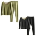 thumbnail image 1 of Teissuly 2PC Women's Plush And Thickened Winter Round Neck Top, Pants, Warm Underwear Set, 1 of 4