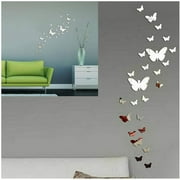 Teissuly 30Pcs Removable Acrylic Mirror Wall Stickers Butterfly Mirror Acrylic Wall Sticker 3D DIY Wall Decals Art for Living Room Bathroom Home Office Classroom