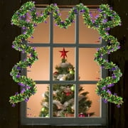 Teissuly 33ft Mardi Gras Garland With LED String Lights Thick Full Mardi Gras Decorations With Pattern Shiny Garland For Indoor Outdoor Decor Carnival