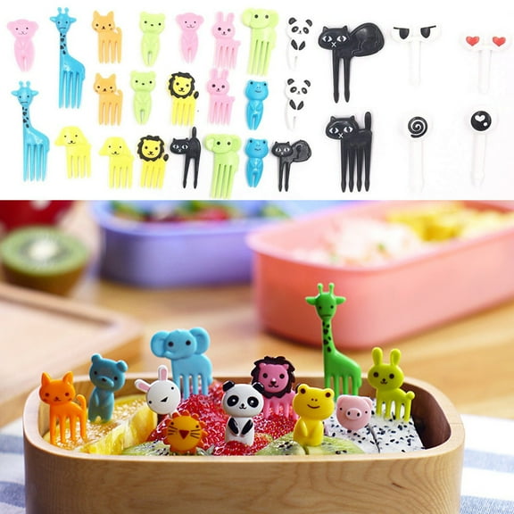Teissuly 36Pcs Food Picks for Kids, Cute Cartoon Animal Fruit Food Picks for Picky Eaters,Reusable Toddler Food Pick, Mini Toothpick for Kids Lunch Accessories and Party Supply