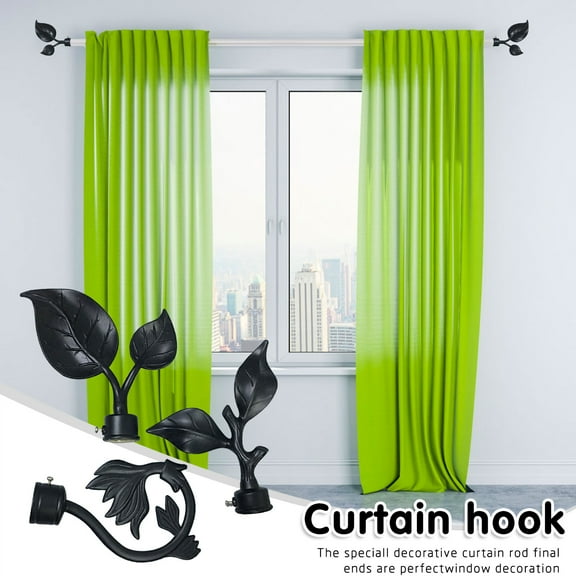 Teissuly 3Pcs Curtain Rod Finials Leaf Shaped Curtain Rod End Drapery Rail Pole Head Cap, Decorative Rod Finials Fit for 22.5-28mm Diameter Curtain Rods Drapery Rod Window Treatment Finials