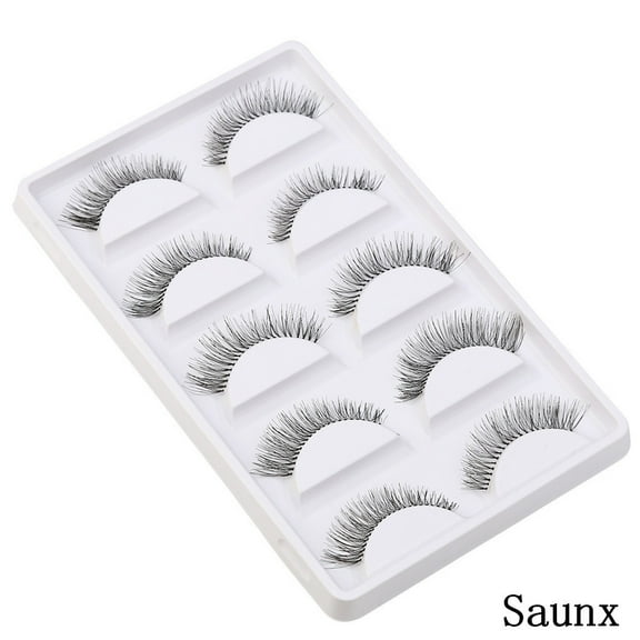 Teissuly 5 Pairs Thick Long Party False Eyelashes Black Band Fake Eye Lashes