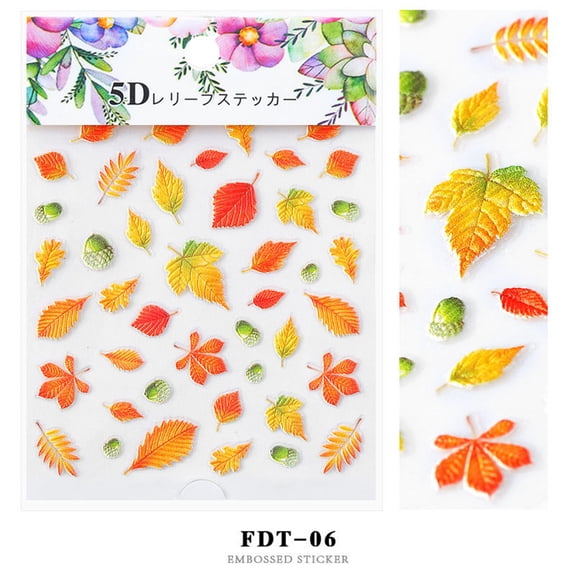 Teissuly 5D Nail Sticker Foil Nail Flower Series Art Transfer Sticker Embossed Decal