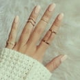 thumbnail image 1 of Teissuly 6pcs / Set Gold Rings Crystal Above Knuckle Stacking Band Midi Mid Ring, 1 of 5