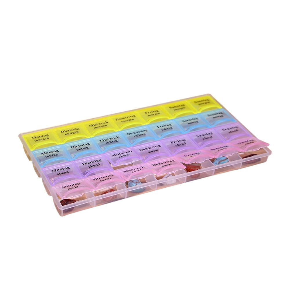 Teissuly 7 Days Pill Holder Organizer Tablet Box Weekly Medication Case