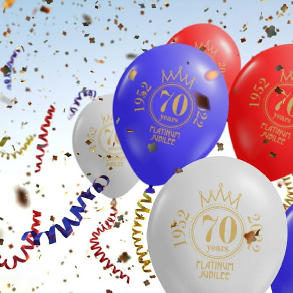 Teissuly 70 Years Decoration Queens Balloons With Gold Ribbon 2022 Street Party Celebration UK