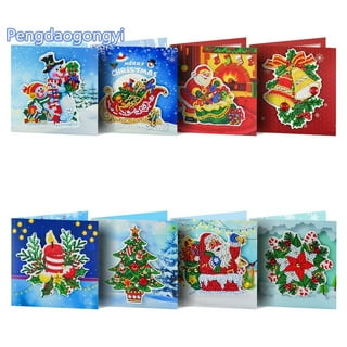 8Packs Diamond Painting Christmas Cards by Numbers Christmas Tree Santa  Claus New Year Greeting Card Christmas Stickers Christmas Gifts (Cards03)