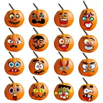 Teissuly 8pcs Halloween Pumpkin Decal, 16 Cute Emoticons Designs Halloween Pumpkin Face Decals Craft Decals Stickers for Halloween Party Supplies