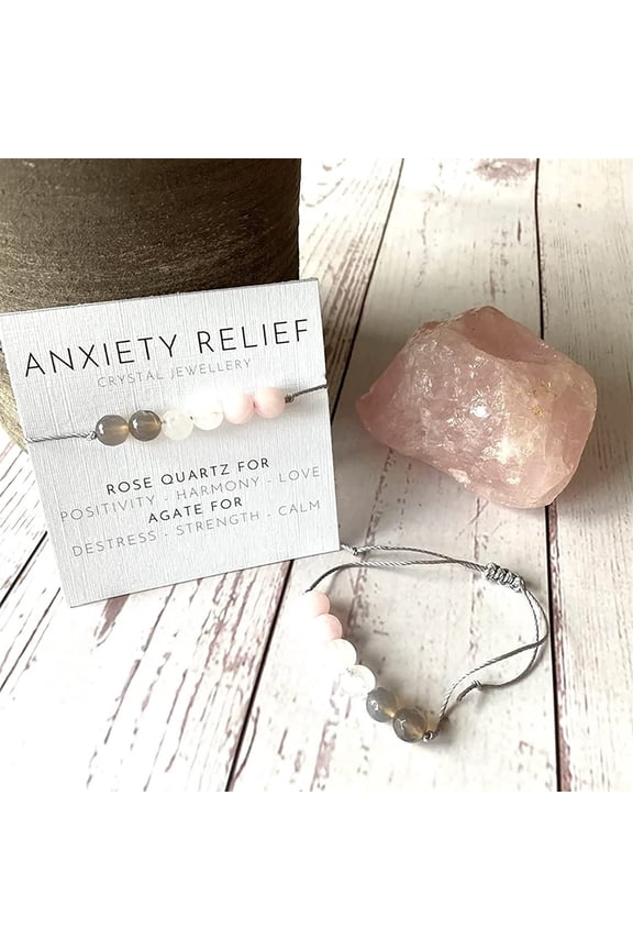 Anxiety Stone Beaded Wax Line Bracelet With Card,Amethyst Flash Stone Combination Bracelet Men's And Women's Bracelet Hand Jewelry