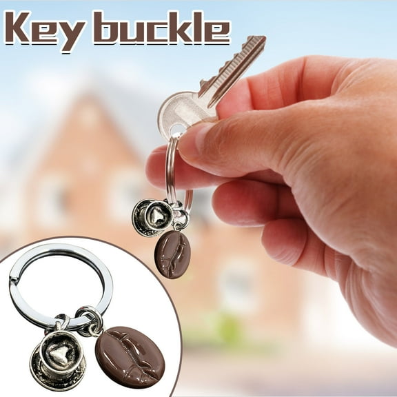 Teissuly Backpack Pendant Heart-Shaped Coffee Cup Resin Coffee Beans Coffee Keychain