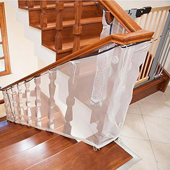 Teissuly Banister Guard for Baby, Balcony Netting for Pets, 200X77cm, Baby Safety Stairs Rail Net Provides Your Baby with a Environment, Baby Stair Net Fit for Child, Small Pet, Toy - White