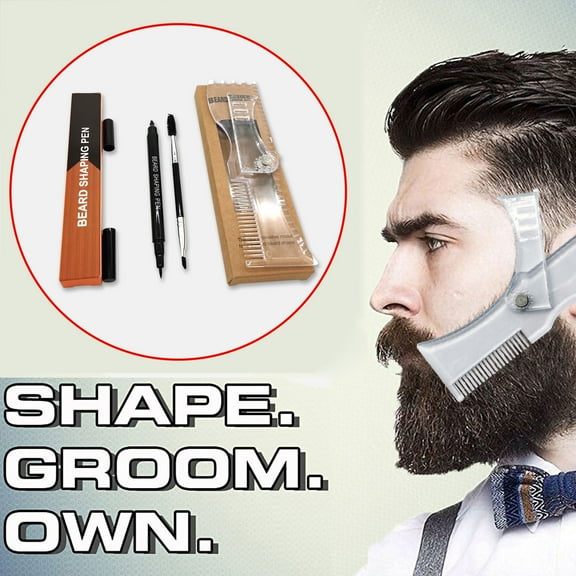 Teissuly Beard Shaping Tool Men Hair Symmetr Beard filler pen and beard shaping tool set