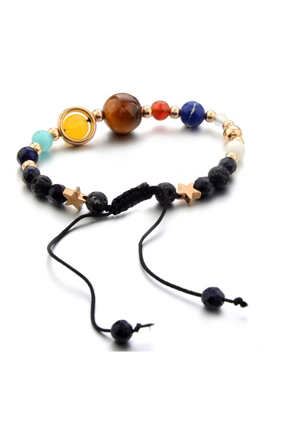 Bracelet Galaxy Solar System Eight Planets Theme Natural Stone Beaded Fashion
