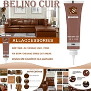 Teissuly Brown Leather Repair Kits for Couches - Vinyl Repair Kit | Furniture, Car Seats, Sofa, Jacket, Purse, Belt, Shoes | Genuine, Italian, Bonded, PU, Leather |No Heat Required | Repair & Restore