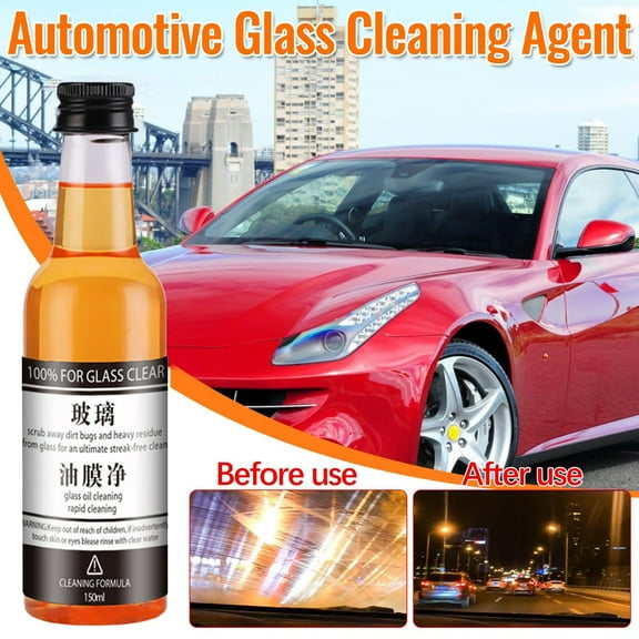 Teissuly Car Glass Oil Film Stain Removal Cleaner, 150ML AutoGlass Oil Film Remover, Automotive Glass Oil Film Cleaner, Oil Film Remover for Car Window, Remove Dirt, Water Stains