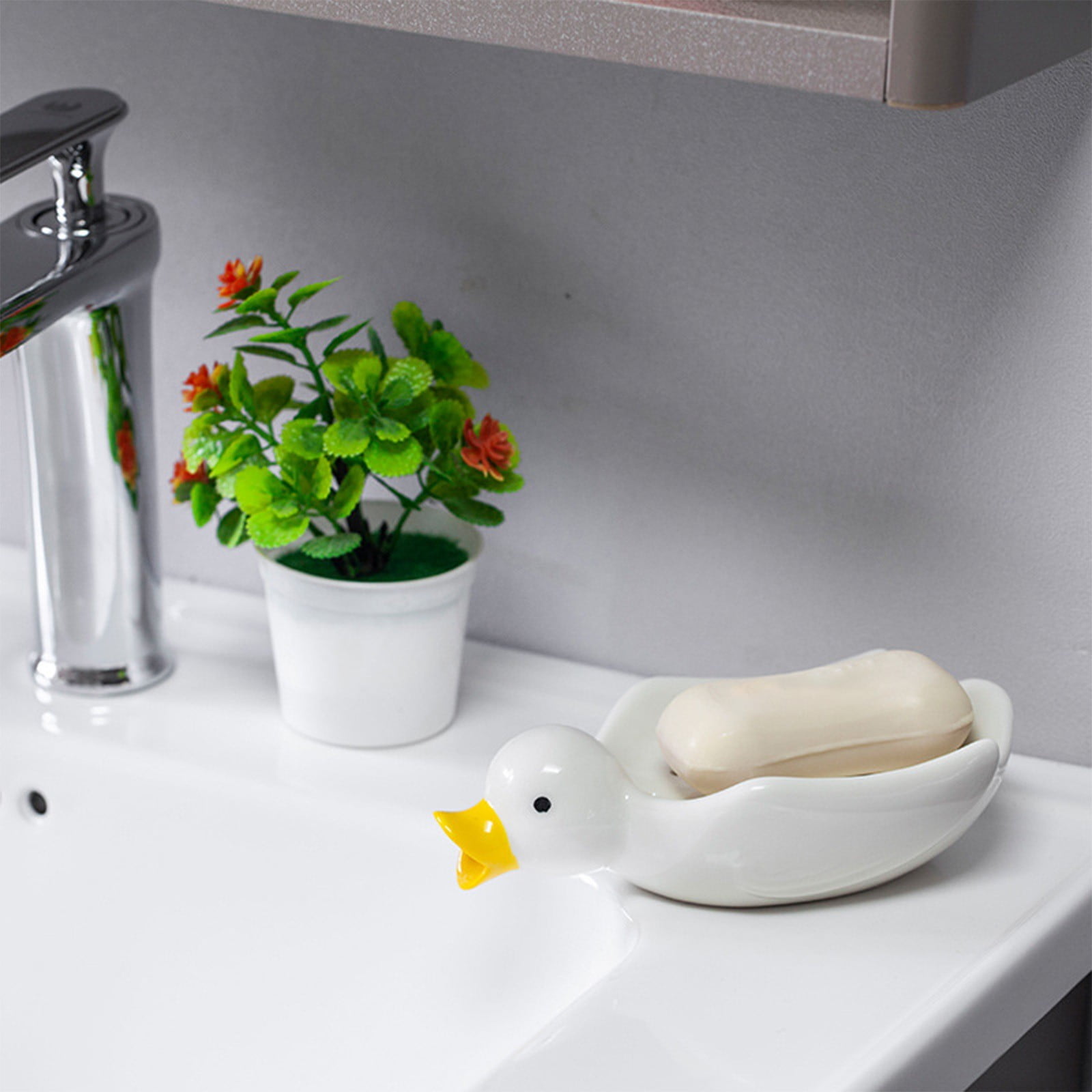 Teissuly Ceramic-shaped Self-draining Soap Dish Holder Shower Rod Soap ...