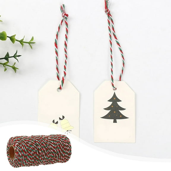 Teissuly Christmas Cotton Thread Card Sling Bouquet Gift Box Flower Packaging Two-tone Ribbon Diy Floral Binding Cotton Cord