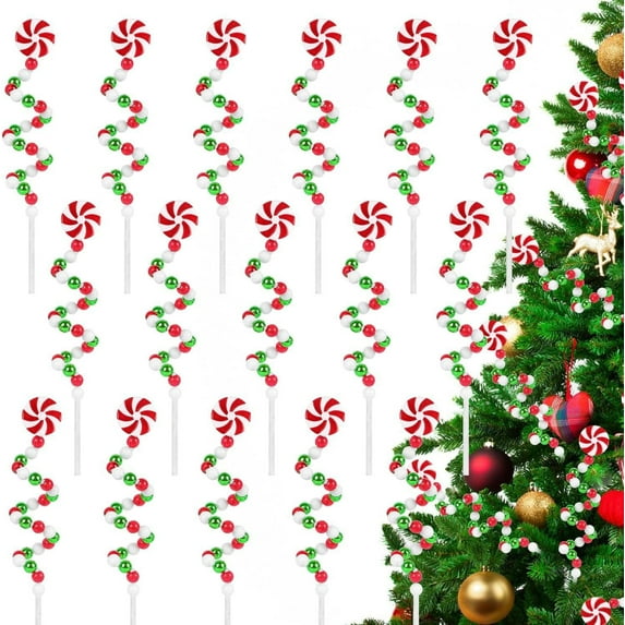 Teissuly Christmas Decoration Candy Strips Double Color Windmill Bells Insert Branches DIY Christmas Tree Christmas Decoration