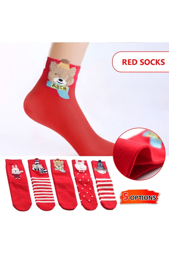 Christmas Decorations Black X Friday 5 pairs of Christmas socks female coral velvet cotton socks red socks Gift