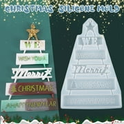 Teissuly Christmas Decorations Black X Friday Merry Christmas Silicone Tree Pendant Resin Mould Decor Tool Gift