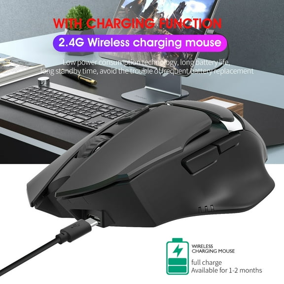 Teissuly Clearance 2.4G Wireless Mouse Game USB Charge 2400DPI Adjustable Gaming Mouse Mice For PC Best Gift
