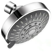 Teissuly Clearance 4-Inch Rainfall High Pressure Shower Head Fixed Mount Luxury Spa Showerhead Adjustable Brass Swivel Joint 5 Spray Settings, 2.5 GPM Flow Restrictor and Filter, Polished Chrome