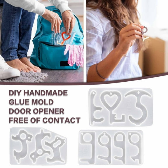 Teissuly Clearance DIY Manual Door Opener Epoxy Contactless Key Pendant Isolation Keychain Best Gift