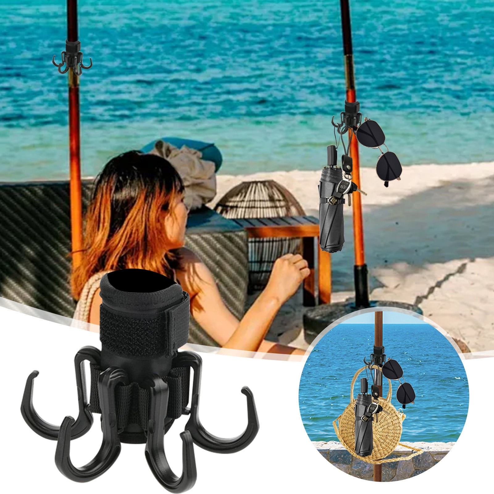 Teissuly Convenient Fixed Hook Beach Umbrella Hook Can Hang Towels Cameras Sunglasses Hats