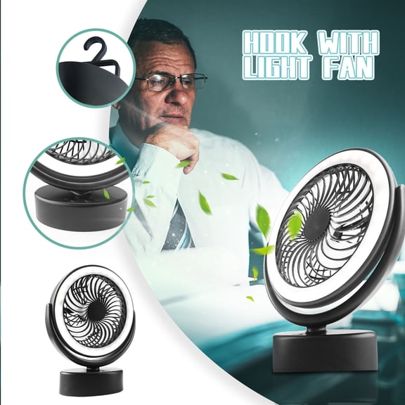 Teissuly Creative Charging Can Hang Outdoor Portable Camping Tent Bedroom Fan Lamp