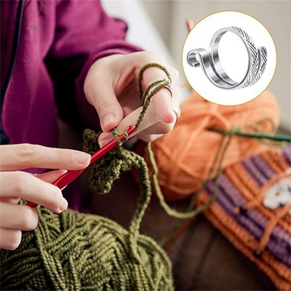 Teissuly Crochet Finger Ring Adjust Crochet Tension Ring Open Yarn Guide Finger Clip Crochet Thimble