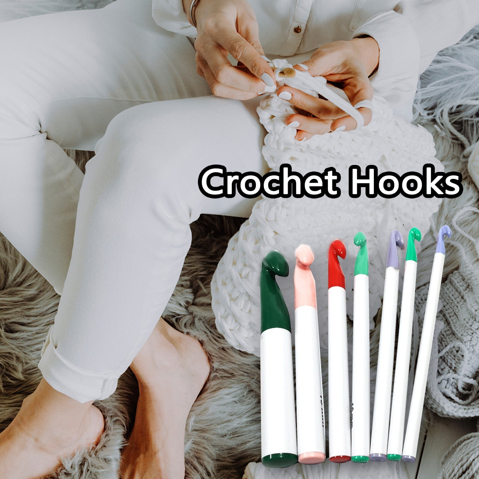 Teissuly Crochet Hooks Set,7 Pcs Ergonomic Soft Grip Handles,Smooth