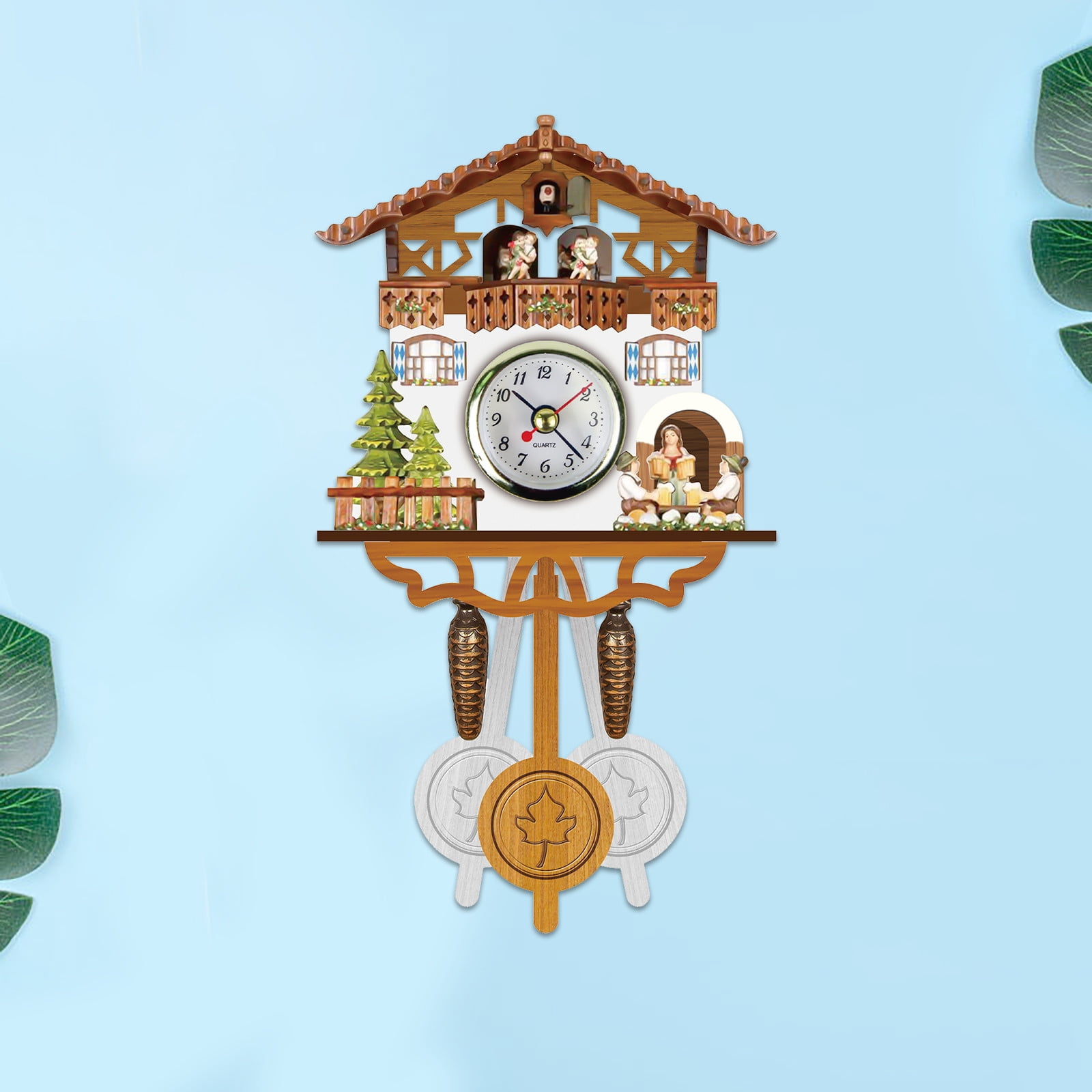 Teissuly Cuckoo Cuckoo Wall Clock Chime Alarm Clock Retro Clock Wooden