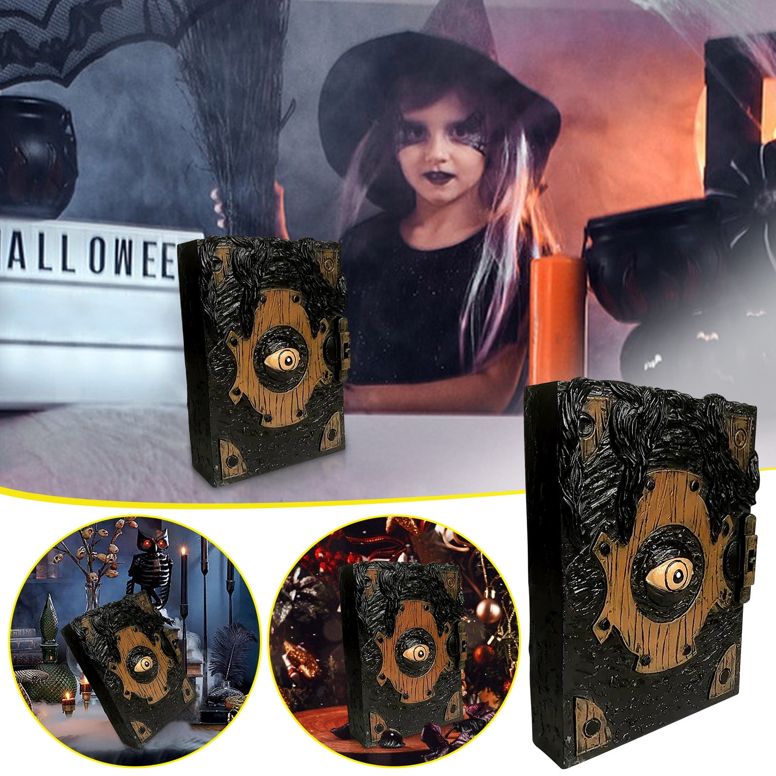 Teissuly Curse Eye Spell Book Statue Hocus Pocus Spell Book Figurine