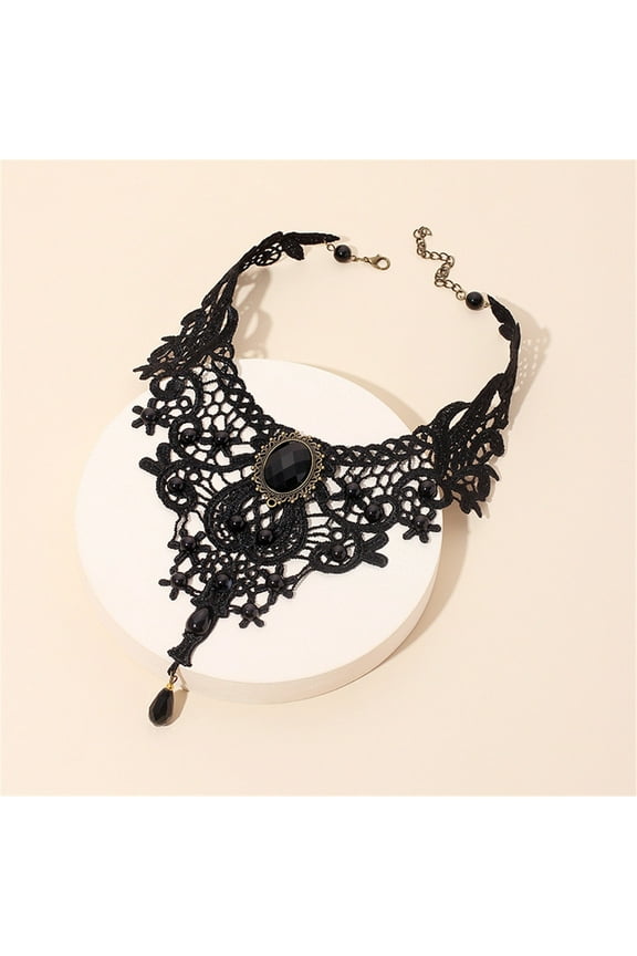 Dark Wind Gothic Lace False Collar Necklace Retro Lace Hollow Female Accessories
