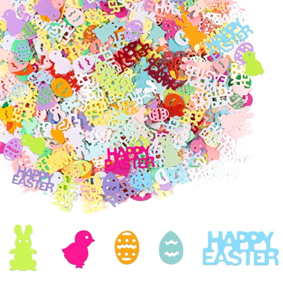 Teissuly Easter Confetti Rabbit Egges Chicken Shape Glitter Metallics Foil Table Scatters Confetti For DIY Party Decorations
