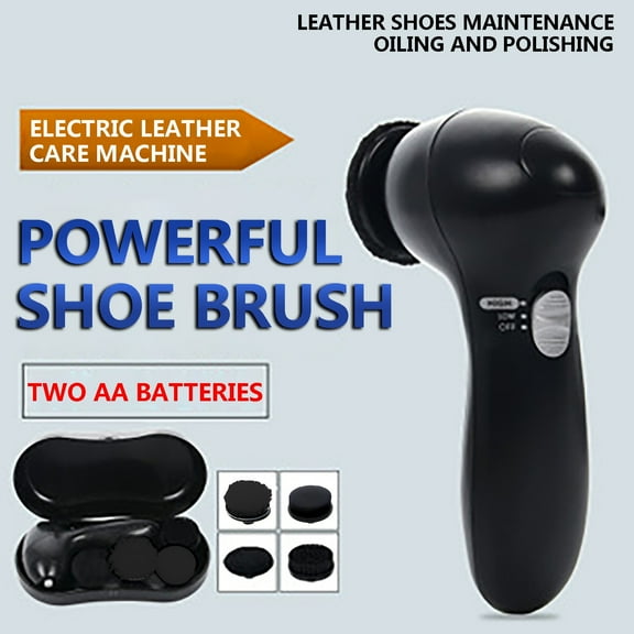 Teissuly Electric Shoe Polisher Kit,Handheld Versatile Low Noise Shoe Polisher Brush Shoe Shiner Dusts Cleaner with Brush Heads,Portable Shoe Polish Kit Cleaner Care Kit for Shoes, Bags, Travel