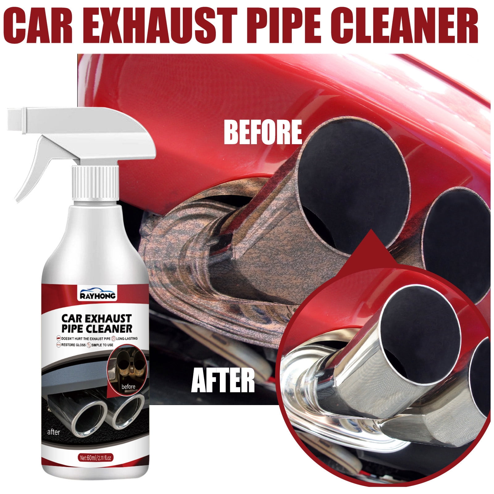 Teissuly Exhaust Cleaner and Polish,60ml Car Exhaust Pipe Rust Remover