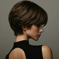 thumbnail image 1 of Teissuly Exquisite European Style Women's Short Wig - Luxuriously Voluminous Straight Synthetic Fiber With A Graceful Middle Part Perfect For Fashionable Sences, 1 of 6
