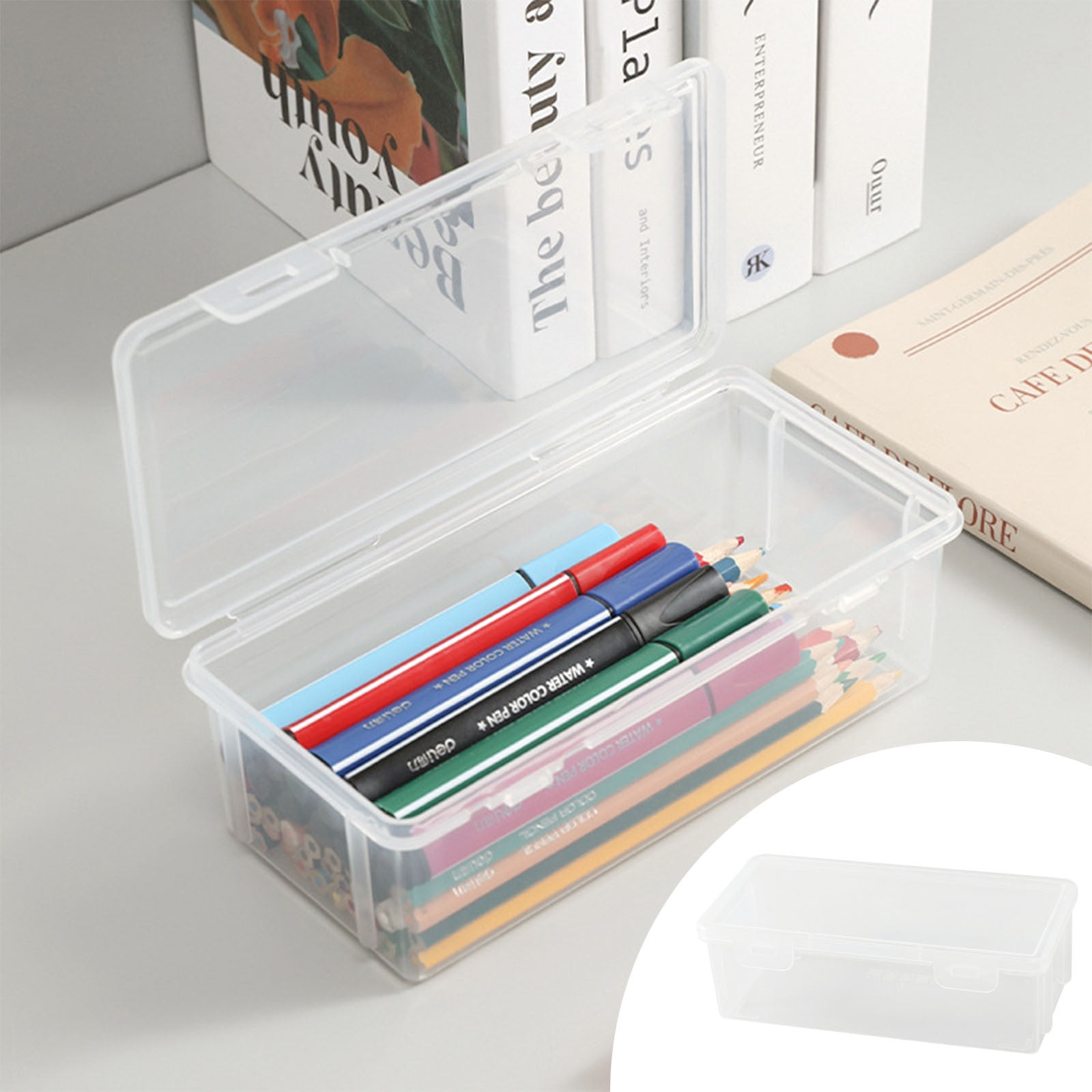 Teissuly Extra Large Capacity Plastic Pencil Box Stackable Translucent