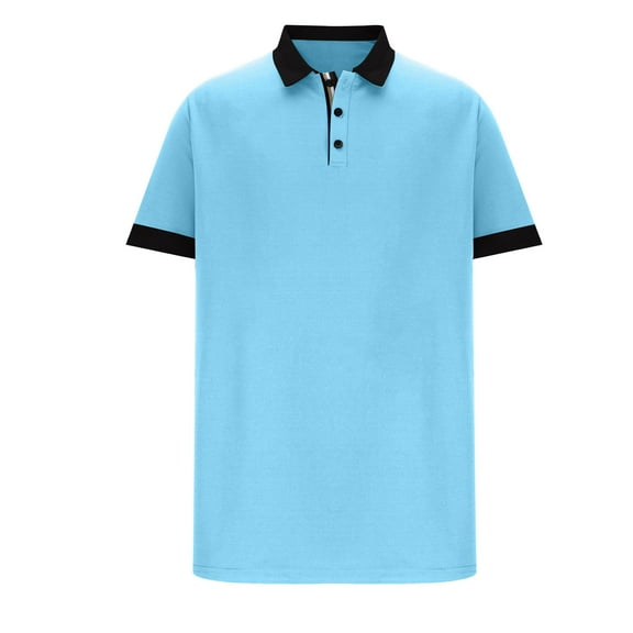 Teissuly Fashion Men Casual Button Short Sleeve Turndown Collar Blouse Shirt