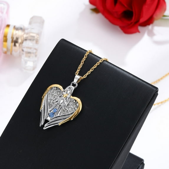Teissuly Fashion Retro Angel Diamond Guardia n Two-tone Women's Necklace