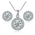 thumbnail image 1 of Teissuly Fashion Shiny Rhinestone Pendent Crystal Wedding Necklace Earrings Jewelry Set, 1 of 4
