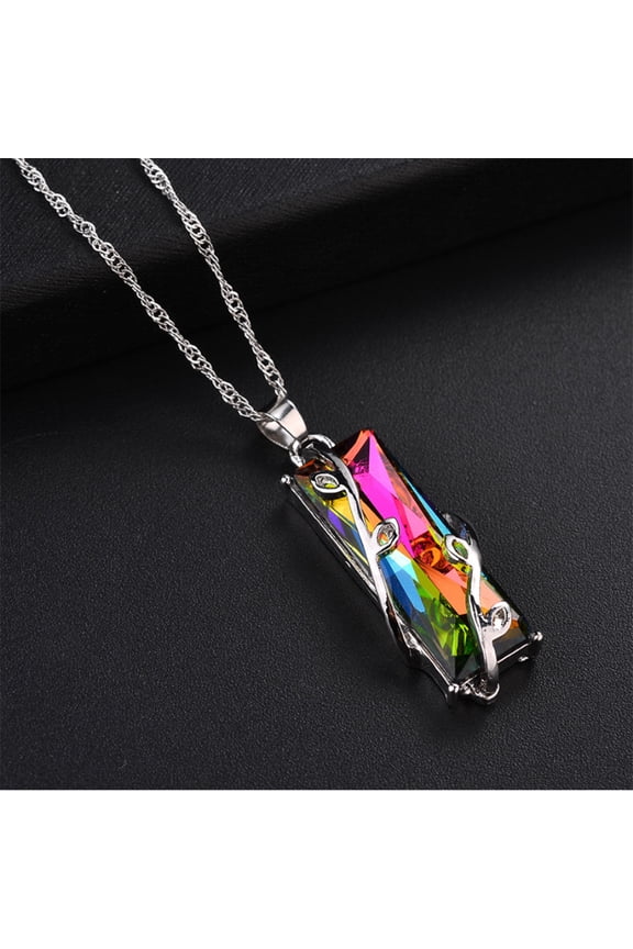 Fashion Trend Colorful Stone Leaves Pendant Necklace Jewelry