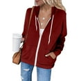 thumbnail image 1 of Teissuly Fashion Women Casual Hooded Slim Zipper Fleece Sweater Coat, 1 of 5