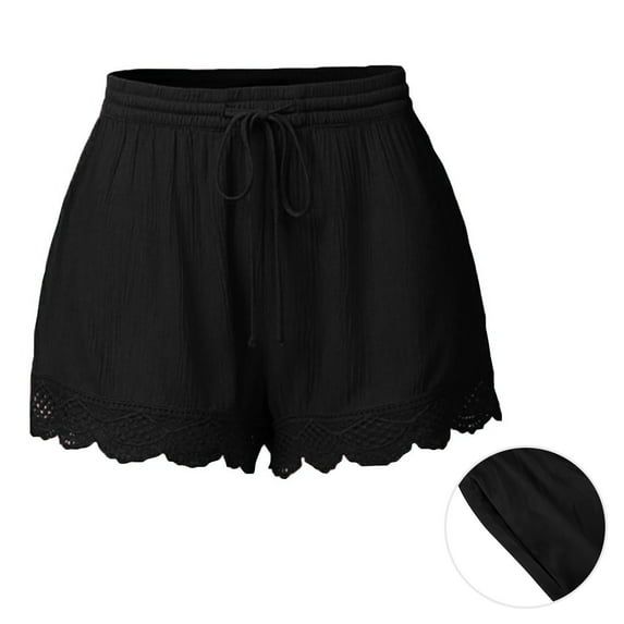 Teissuly Fashion Women Lace Plus Size Rope Tie Shorts Yoga Sport Pants Leggings Trousers