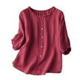 thumbnail image 1 of Teissuly Fashion Women Long Sleeve Comfortable Breathable Round--Neck Shirt Tops, 1 of 5