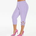 thumbnail image 1 of Teissuly Fashion Women Plus Size Solid Hollow Elastic Waist Casual Leggings Capris Pants, 1 of 7