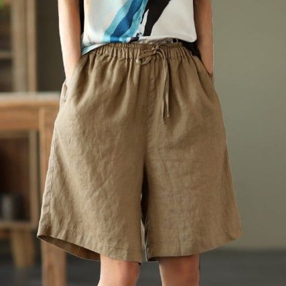 Teissuly Fashion Women Summer Pocket Solid Casual Elastic High Waist Workout Shorts